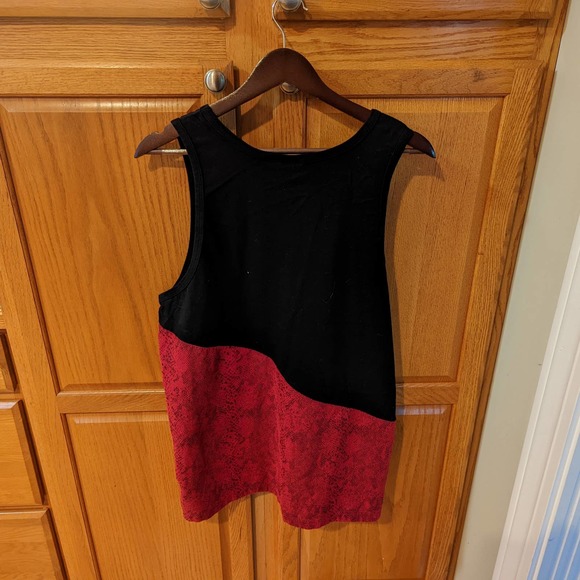 Y2k Workout Tank Top Square Zero men size XL cobra snake red black Mesh - Picture 2 of 4